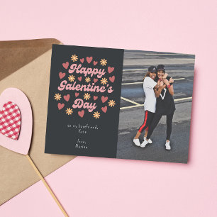 Black Retro Happy Galentine's Day Bestfriend Photo Postcard