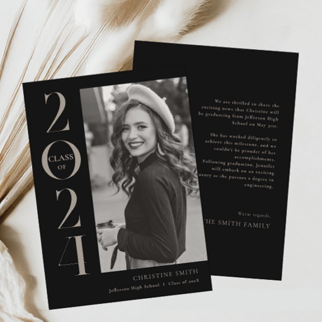 Black Retro Typography Photo Graduation Announcement (Creator Uploaded)