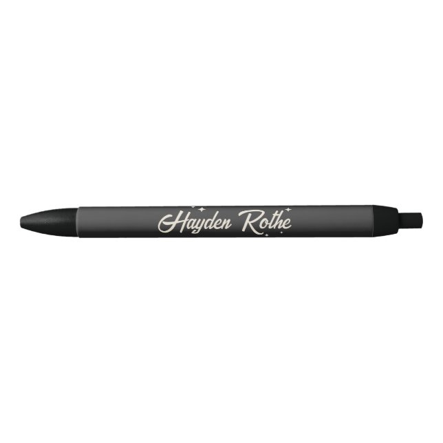  Black Retro Typography Stars Black Ink Pen (Front)