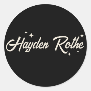Black  Retro Typography Stars Classic Round Sticker
