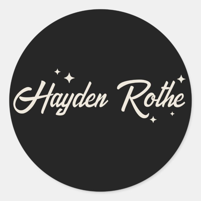 Black  Retro Typography Stars Classic Round Sticker (Front)
