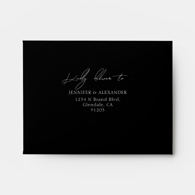 Black Return Address Wedding RSVP Envelope (Front)
