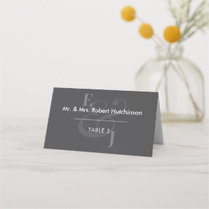 Black Reverse Ampersand Wedding Folded Seating Place Card