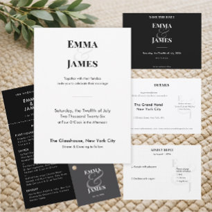 Black Reverse Minimalist Wedding QR Elegant Menu
