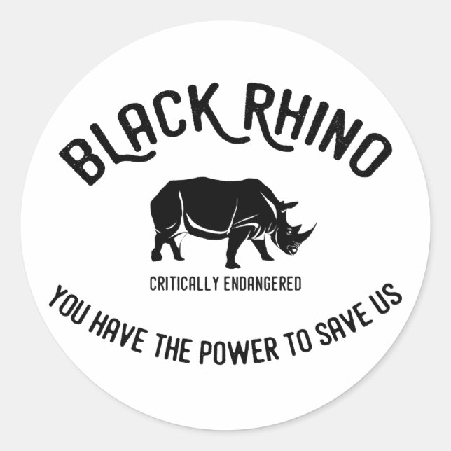 Black rhino animal protection stickers (Front)