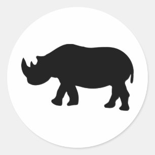 black rhino rhinoceros  illustration classic round sticker