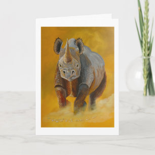 Black Rhino study Birthday Card