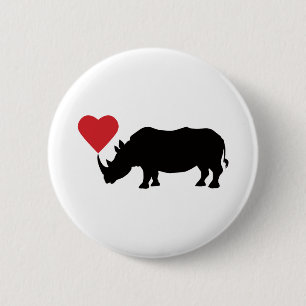 Black-Rhino-with-Heart 6 Cm Round Badge