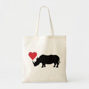 Black-Rhino-with-Heart Tote Bag