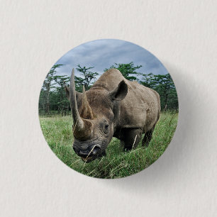 Black Rhinoceros Kenya 3 Cm Round Badge