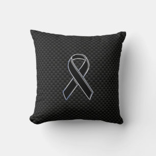 Black Ribbon Awareness Carbon Fibre Decor Cushion