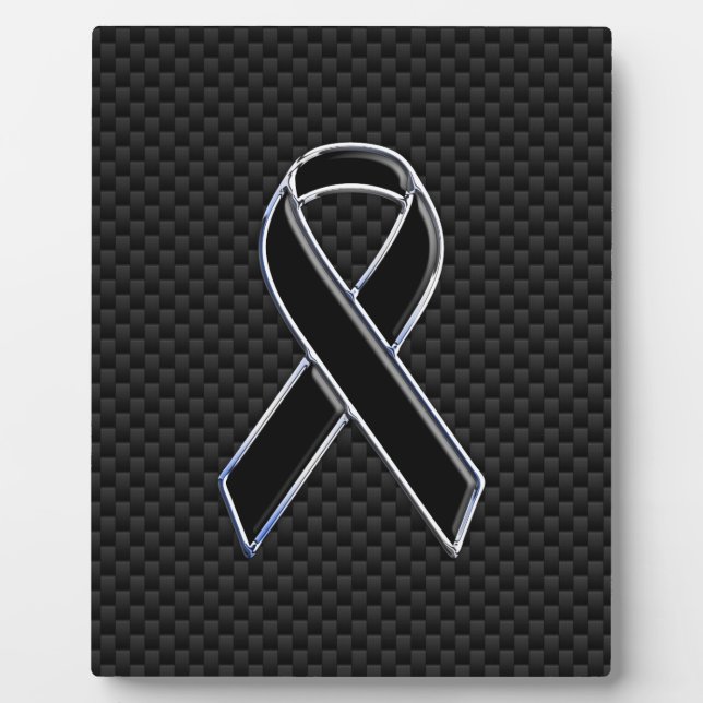 Black Ribbon Awareness Carbon Fibre Decor Plaque (Front)