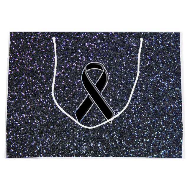 Black Ribbon Awareness Midnight Blue Large Gift Bag (Front)