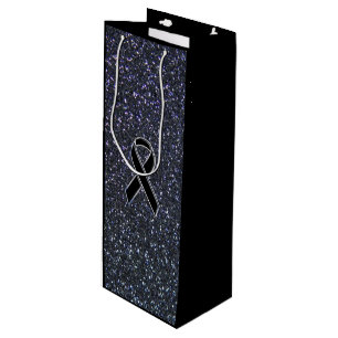 Black Ribbon Awareness Midnight Blue Wine Gift Bag