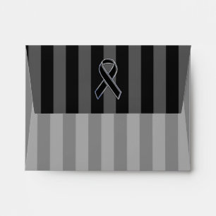 Black Ribbon Awareness on Vertical Stripes Envelopes