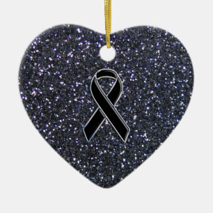 Black Ribbon Awareness Symbol Ceramic Tree Decoration