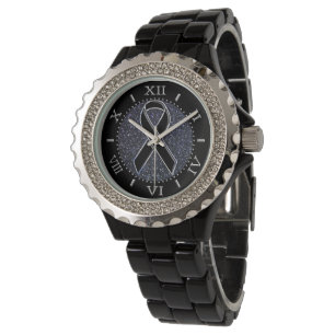 Black Ribbon Awareness Symbol Dial Watch