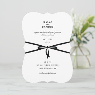 BLACK RIBBON & BOW INVITATION