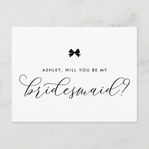 Black Ribbon Bow Will You Be My Bridesmaid Card