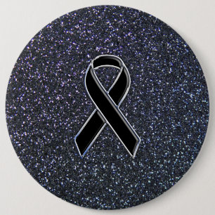 Black Ribbon Decor 6 Cm Round Badge