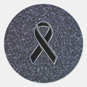 Black Ribbon Decor Classic Round Sticker