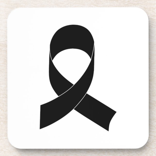 Black Ribbon Drawing Coaster (Front)