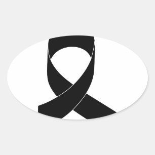 Black Ribbon Drawing Oval Sticker