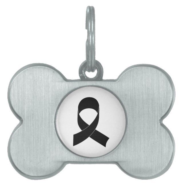 Black Ribbon Drawing Pet ID Tag (Front)