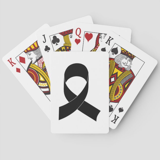 Black Ribbon Drawing Playing Cards (Back)