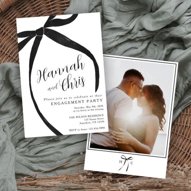 Black Ribbon Engagement Party Invitation (Creator Uploaded)