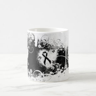 Black Ribbon Grunge Heart Coffee Mug