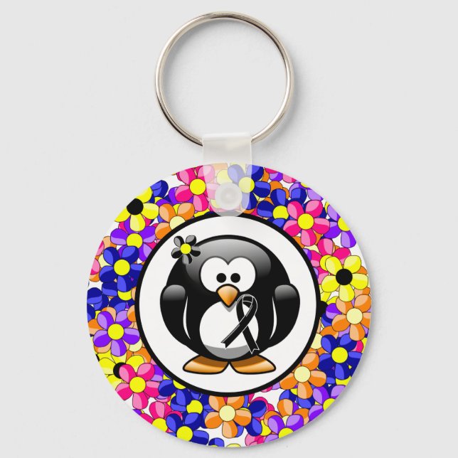 Black Ribbon Penguin Key Ring (Front)