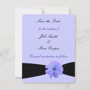 Black Ribbon Purple Flower Save the Date