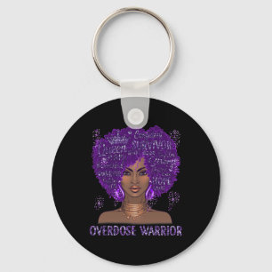 Black Ribbon Purple Overdose Warrior Awareness Gif Key Ring