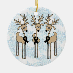Black Ribbon Reindeer Ceramic Tree Decoration