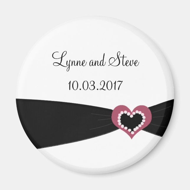 Black Ribbon Save the Date Magnet (Front)