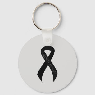 Black Ribbon Support Awareness Key Ring