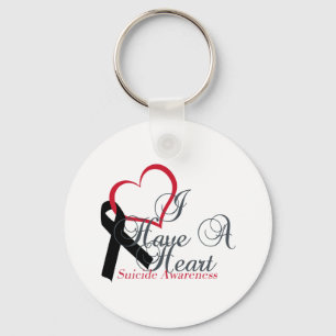 Black Ribbon Support Suicide Awareness Key Ring