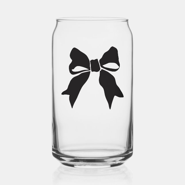 Black Ribbon tied in a bow Can Glass (Front)