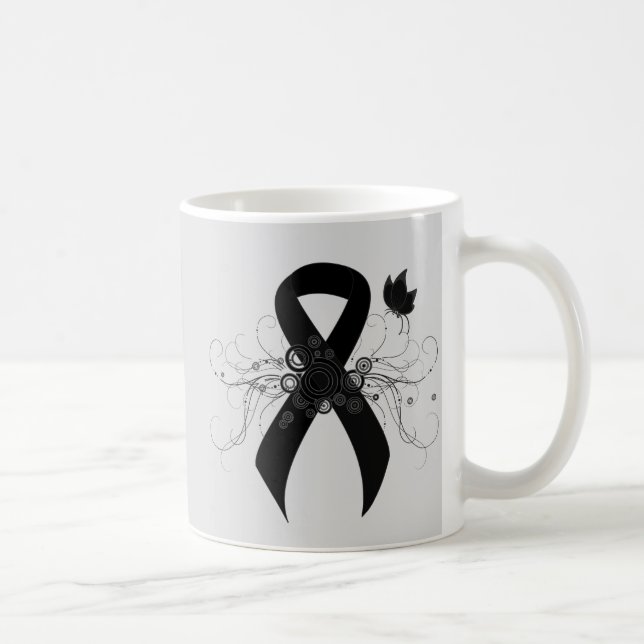 Black Ribbon with Butterfly Coffee Mug (Right)