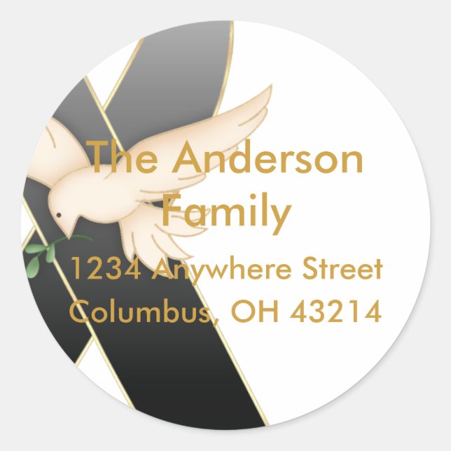 Black Ribbon with Dove Awareness Address Labels (Front)