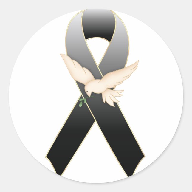 Black Ribbon with Dove Awareness Sticker (Front)