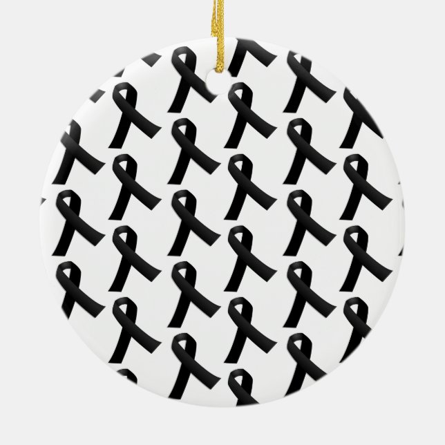 Black Ribbons Ceramic Tree Decoration (Back)