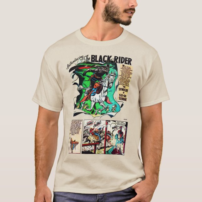 Black Rider Retro Comic Strip T-Shirt (Front)