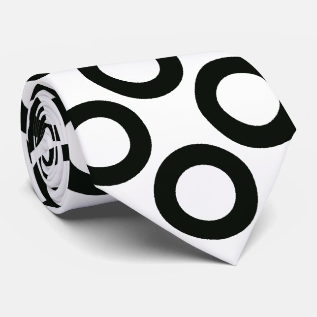 Black Rings Pattern on White Tie (Rolled)