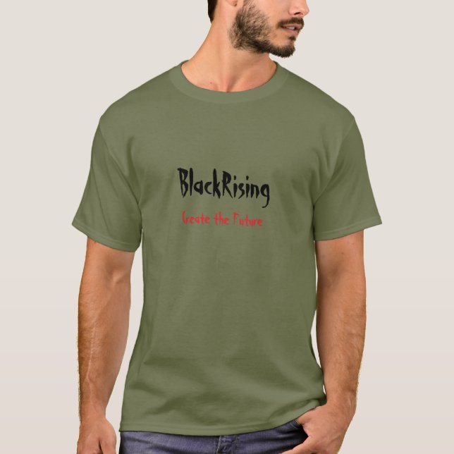 Black Rising army green t-shirt. T-Shirt (Front)