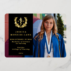 Black RN Asclepius Graduation Photo Announcement