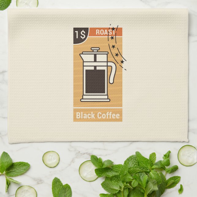 Black Roast Tea Towel (Folded)