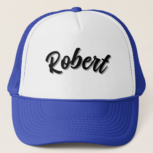 Black Robert Name With Drop Shadow, Trucker Hat (Front)