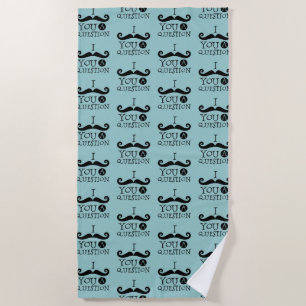Black Robin Egg Blue Moustache Humour Beach Towel